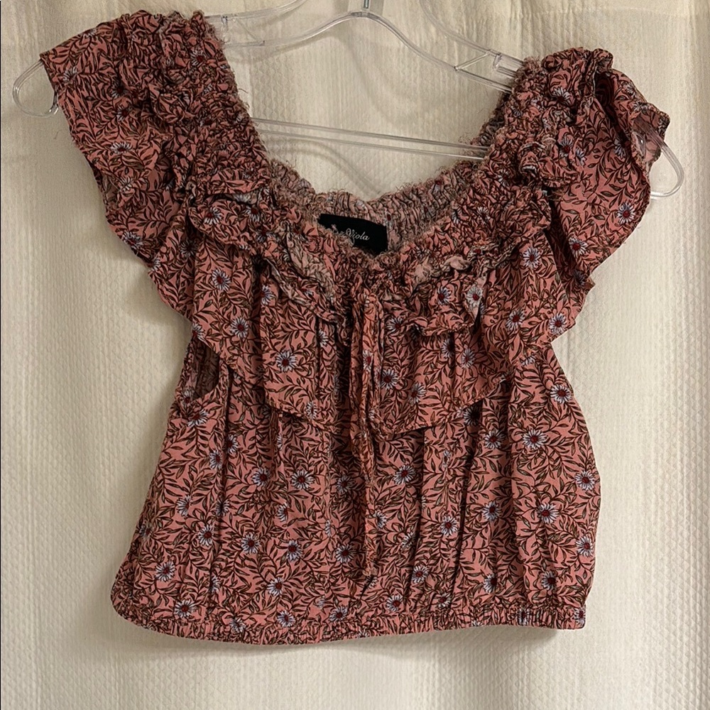 Floral Ruffle half top in Pink           by Lea & Viola